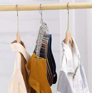 Porte-linge moderne en acier inoxydable avec 10 pinces pour sé<span class=keywords><strong>cher</strong></span> les chaussettes, organisateur de linge suspendu, multifonctionnel, anti-vent - Product Image 5