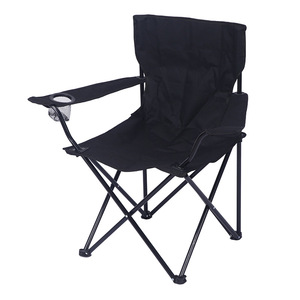 Chaise pliante d'extérieur 50x50x80cm noire, fauteuil de camping portable avec porte-gobelet, forme rectangulaire, design pliable - Product Image 1