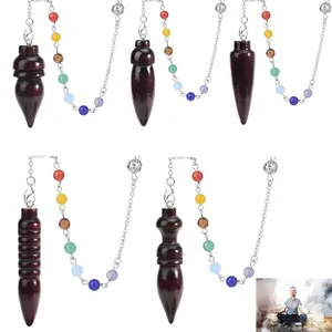 Wholesale Karnak Egyptian Wood Pendulums Chakra Chain Healing Spiritual Pendulos Wooden Pendulum for Divination Dowsing PD002