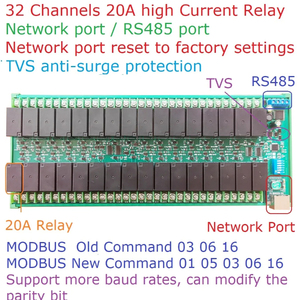 Module relais <span class=keywords><strong>Ethernet</strong></span>/RS485 à courant élevé BSSY)R4D5E32 Ch 20A, <span class=keywords><strong>port</strong></span> réseau RJ45 LAN <span class=keywords><strong>WAN</strong></span>, TCP/IP Modbus Slave 12V 24V, carte d'E/S PLC - Product Image 2