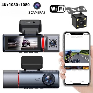 <span class=keywords><strong>Cam</strong></span>éra de tableau de bord 4K à trois objectifs avec Wi-Fi, vision nocturne HD, angle de 170°, <span class=keywords><strong>cam</strong></span>éra de recul 12V et surveillance de stationnement pour véhicule - Product Image 1