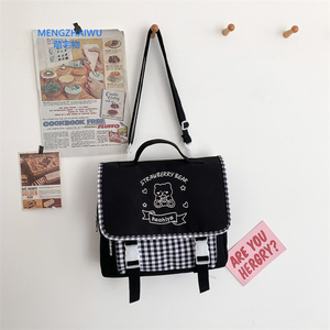 Túi Đeo Vai Vải Bố Phong Cách Nhật Bản Cho Bé Gái Túi Đi Học Trẻ Em Kẻ Sọc Retro Phong Cách Preppy Dễ Thương Ba Lô Nữ Sang Trọng - Product Image 6