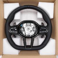 Volant en fibre de carbone pour BMW G20 G30 G05 G01 G22 G11 avec fonction de vibration chauffante ACC 5AU, entièrement en cuir, surpiqûres bleues M