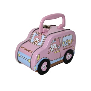 Cute Car Shaped Tin <b>Box</b> With Handle & Lock Custom Printed Kids <b>Metal</b> Tin Case for Candy Chocolate Snack Gift Storage - Product Image 4