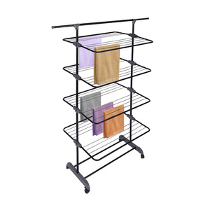 Fourniture d'usine Fer Manuel Balcon Vêtements Séchoir Debout Pliant Tissu Séchoir pour Intérieur Extérieur - Product Image 1