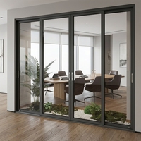 Porte coulissante panoramique moderne en aluminium NFRC AS2047 CE, cadre fin, grande porte d'entrée en verre pour balcon et terrasse, porte métallique pour maisons, porte intérieure avec cadre