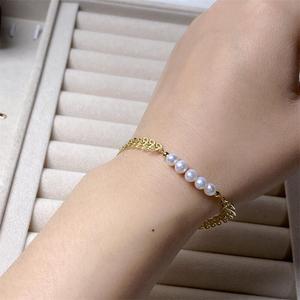 Pulseras de Cuentas Chapadas en Oro de Alta Gama 2023, Estilo Hada de Lujo Ligero, Perla de Espiga de Trigo, Tendencia de Nicho con Alto Temperamento - Product Image 1