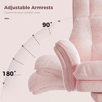 Cómoda Silla Giratoria Ajustable con Patas Cruzadas, Silla de Oficina Ajustable para Computadora, Color Rosa