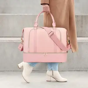 Bolsa de viagem feminina mochila de mão para a noite, bolsa de mão com manga para bagagem e compartimento para sapatos