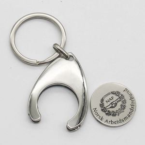 Pad Printing <b>Custom</b> Logo Trolley Coin Shopping Chip Keychain Token <b>Key</b> Ring UK Shopping Trolley Coin - Product Image 3