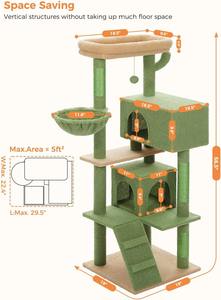 Torre para Gatos de 56.2 Pulgadas con Múltiples Niveles para Interiores, con Hamaca, Postes para Rascar y 2 Casas - Product Image 2