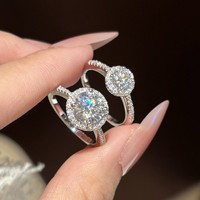 Bague de Fiançailles et de Promesse en Argent Sterling S925 avec Moissanite Scintillante Taille Ovale et Pavé, Idéale pour le Quotidien, les Mariages et les Fêtes, Cadeau Bijou