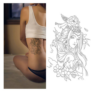 <span class=keywords><strong>Tatuaggi</strong></span> semipermanenti BXTAT con succo di genipa blu, a tema Geisha giapponese con velo e fiore, adesivi per <span class=keywords><strong>tatuaggi</strong></span>. - Product Image 2
