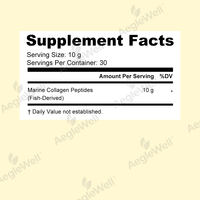 Poudre de collagène marin pur Aeglwell certifiée GMP, peptides de collagène de poisson hydrolysés, complément alimentaire pour la beauté et la santé