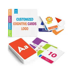 โรงงานที่กําหนดเองชุด 64 ตัวอักษรสีรูปร่างและตัวเลขการเรียนรู้ของเล่นการศึกษาเด็กวัยหัดเดิน Flashcards