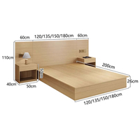 Ensemble de lit king size en bois massif de style nordique personnalisé avec tête de lit à panneaux, écologique, pour hôtels commerciaux et appartements