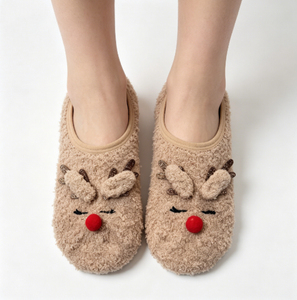 <span class=keywords><strong>Chaussons</strong></span> d'hiver chauds et respirants en peluche pour femme, antidérapants, épais, mignons, motif cerf, pour l'intérieur - Product Image 4