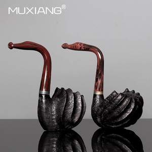 Muxiang Briarwood Pipe Bent Type Handcrafted Solid Wood Tobacco Pipe For Men Smoking - Product Image 1