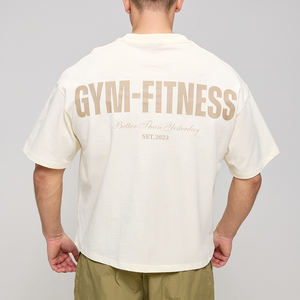 Мужские укороченные футболки оверсайз из 100% хлопка 260 г, спортивные, с цифровой и трафаретной печатью для фитнеса и тренажерного зала - Product Image 5