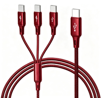 Câble de charge rapide 3 en 1 C vers triple Type C 60W, cordon de synchronisation de données multi-appareils pour plusieurs téléphones et tablettes Type C