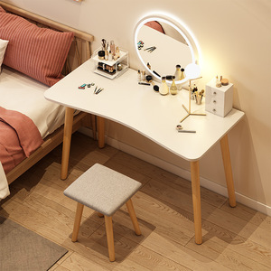 <b>Dressing</b> <b>Table</b> Bedroom Vanity Solid Wood Legs Lighted <b>Mirror</b> Multi-functional Makeup Desk For Home Use - Product Image 2