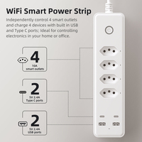 XZJ Tuya prise d'extension intelligente prise 4 voies 2USB 2C multiprise avec 6 prises Brésil WIFI prise de bureau