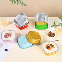 Barquette carrée jetable en aluminium de 180 ml, résistante au four, pour mini-gâteaux, idéale pour la pâtisserie maison, écologique et de qualité alimentaire