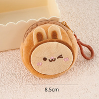 Porte-monnaie en peluche 3D mignon en forme de chat et de poisson, sac pour écouteurs de dessin animé pour enfants, mini sac portable pour clés, cartes, rouge à lèvres, sac à fermeture éclair