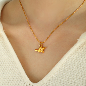 Conjunto de collar y pendientes Golden Bird, joyería de acero inoxidable para mujer, accesorios de moda para regalo - Product Image 4