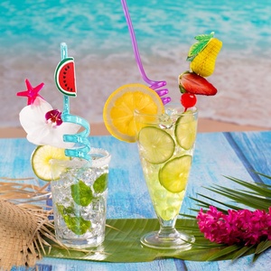 Toppers créatifs en forme de fruits réutilisables, 1 lot, pailles bouclées de Bar pour fête, cocktail coloré, pailles pour décoration - Product Image 6