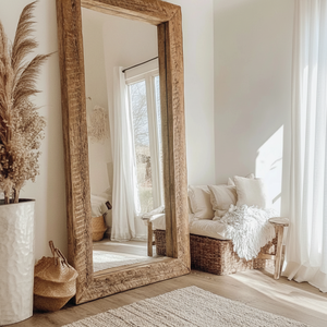 Cadre de miroir rectangulaire moderne en bois |   Design artisanal respectueux de l'environnement |   Finition de haute qualité |   Support mural |   Prix d'usine - Product Image 1