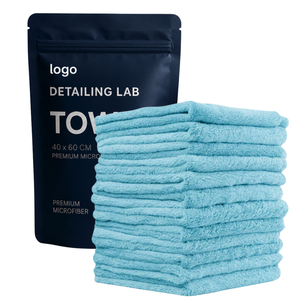 Serviette de detailing OEM sans bords 40x40cm 380GSM en microfibre premium, serviette de séchage automobile 70/30 - Product Image 5