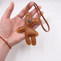 Gantungan Tas Beruang Mr. Bean dari Kulit Sintetis, Gantungan Kunci Beruang Teddy Lucu, Gantungan Tas Dompet, Aksesoris Tas untuk Tas Tangan