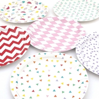 Vente chaude Divers Thème Série Assiettes À Dîner Jetables Biodégradables Assiette En Papier Vaisselle Ensemble Décorations De Fête Stock Vente