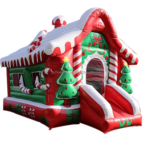 Maison gonflable de rebond de Noël en plein air Santa Combo rebondissant rebondissant videur toboggan châteaux avec ventilateur fête événements à <span class=keywords><strong>louer</strong></span> - Product Image 4