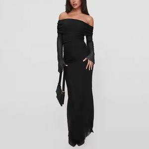 Robe d'été sexy 2025 pour femme, épaules dénudées, manches longues, dentelle, robes de soirée de luxe, coupe ajustée, robes modestes pour femme - Product Image 3