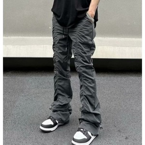 Pantalon plissé style urbain, pantalon cargo micro-évasé, pantalon décontracté ample pour homme avec <span class=keywords><strong>cordon</strong></span> de serrage, design américain tendance pour l'été - Product Image 5