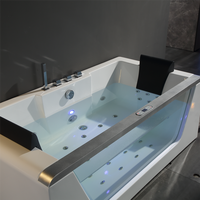 Moderna Bañera de Hidromasaje Independiente de Lujo para 2 Personas, para Baño en Casa, con Vidrio y Calefacción a Temperatura Constante