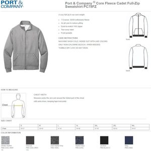 Veste Cadet à fermeture éclair complète brodée sur mesure pour hommes PC78FZ Core Fleece avec ajout de textes avec logo - Product Image 2