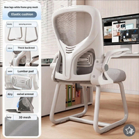 Chaise de bureau ergonomique moderne avec accoudoirs réglables, dossier en maille, base en acier type traîneau - Confort longue durée pour le bureau, la maison et l'étude