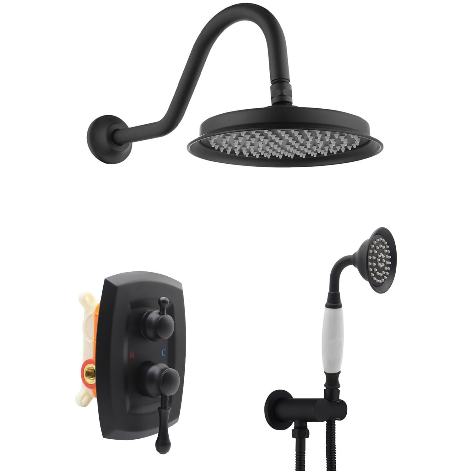 Douche à effet pluie noir mat