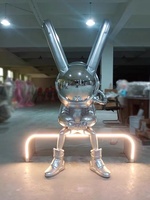 Galvanoplastie Sculpture Cartoon Statue Abstrait Géant En Fibre De Verre Ballon Lapin Boutique Décoration Espace Lapin Artisanat Bar Décor