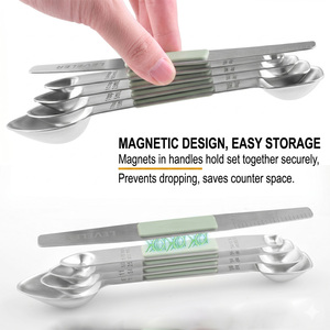 Juego de Tazas y Cucharas Medidoras Magnéticas de Acero Inoxidable Personalizadas, 14 Piezas, Multifuncionales, con Tapa, Aptas para <span class=keywords><strong>Lavavajillas</strong></span>, Utensilios de Cocina - Product Image 2