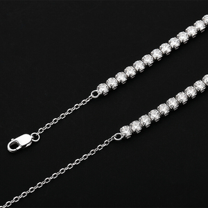 Women's Adjustable Rhodium Plated Fine Jewelry S925 Sterling <strong>Silver</strong> GRA 3mm D VVS1 Moissanite Tennis Necklace <strong>Choker</strong> - Product Image 3