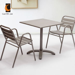Light Luxury Modern Aluminum Outdoor Patio Furniture <strong>Garden</strong> Sets Metal <strong>Coffee</strong> Shop Furniture Dining <strong>Table</strong> Set - Product Image 2