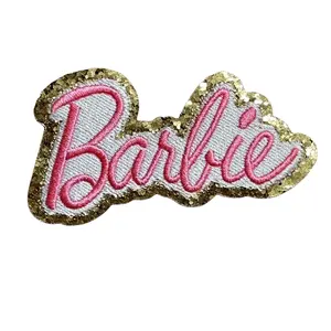 New Arrival Charming Animal Inspire Chenille Glitter Hot Pink Iron On Patch