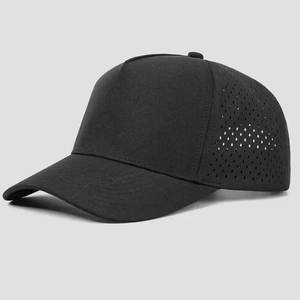 Vente en gros de chapeaux de golf à 5 panneaux personnalisés Gorras Sports de performance Trou découpé au laser Toile résistante imperméable Sport Hip Hop - Product Image 4