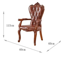 Ensemble de meubles de chaises de salle à manger en cuir véritable blanc en bois massif sculpté de luxe moderne français chaises de salle à manger en bois