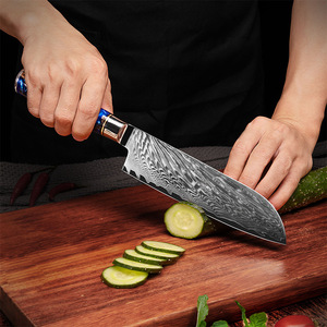 Ensemble de couteaux de cuisine à motif Damas, manche en résine bleue de luxe, couteaux de cuisine, cadeau pour les cuisiniers et les chefs à domicile - Product Image 4