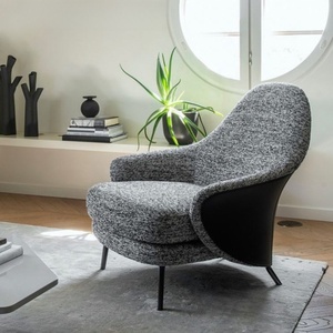 Divano italiano in pelle minimalista in tessuto di cotone <span class=keywords><strong>e</strong></span> lino poltrona soggiorno divano singolo per il tempo libero - Product Image 3